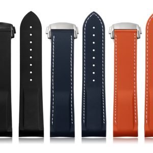 QX fancy goods high-quality Silicone rubber strap 20mm - 22mm with folding buckle in multiple colors YHR09