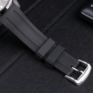 QX fancy goods high-quality Silicone rubber strap with curved end 22mm wide black and blue with Pin buckle YHR07