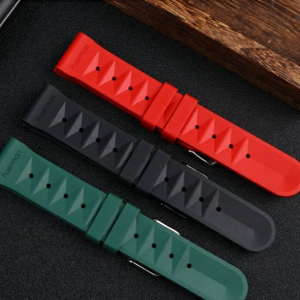 QX fancy goods high-quality soft silicone rubber strap flat end 20mm/22mm with 5 colors butterfly buckle and Pin buckle YHR015