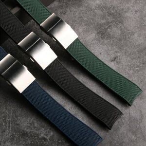 QX fancy goods high-quality soft rubber strap curved and bend end 21mm suitable for L3.781/642/742/782 with 3colors YHR017