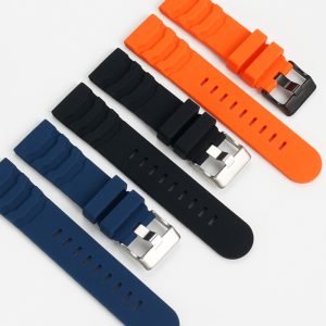 QX fancy goods high-quality Silicone rubber strap 24mm wide 3 colors with 2 color Pin buckle YHR06