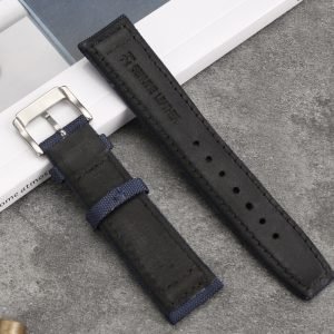 QX fancy goods fashion nylon & leather strap flat end 21mm suitable for AT2140-55L/55E with black and blue colors YHN03