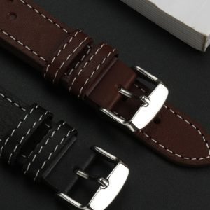 QX fancy goods high-quality soft Cowhide watch strap 20mm with multiple color and stainless-steel pin buckle butterfly buckle YHL12