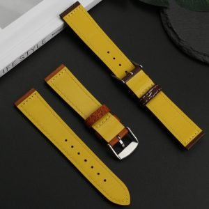 QX fancy goods high-quality soft Cowhide watch strap 20mm with multiple color and stainless-steel pin buckle butterfly buckle YHL12