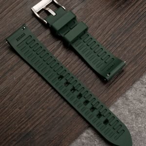 QX fancy goods high-quality soft Fluororubber strap curved end 20mm with 5 colors butterfly buckle and Pin buckle YHR013