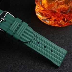 QX fancy goods high-quality soft silicone rubber strap flat end 20mm/22mm with 5 colors butterfly buckle and Pin buckle YHR015