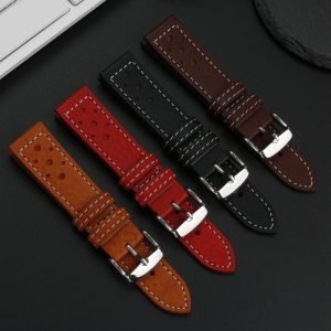 QX fancy goods high-quality soft Cowhide watch strap 20mm with multiple color and stainless-steel pin buckle butterfly buckle YHL12