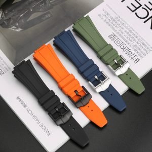 QX fancy goods high-quality Fluororubber strap 16mm with Pin buckle and butterfly buckle GM2100 GA2100 YHR02