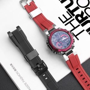 QX fancy goods high-quality Silicone rubber strap for MTG-B2000 black and red with Pin buckle YHR03