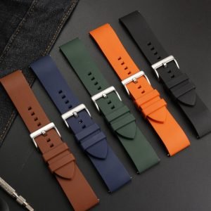 QX fancy goods high-quality Fluororubber strap 23mm wide 5 colors with Pin buckle YHR05