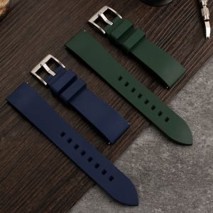 QX fancy goods high-quality soft Fluororubber strap curved end 20mm with 5 colors butterfly buckle and Pin buckle YHR013