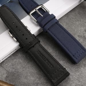 QX fancy goods fashion nylon & leather strap flat end 21mm suitable for AT2140-55L/55E with black and blue colors YHN03