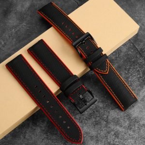 QX fancy goods high-quality Fibrous nylon + silicone rubber strap 19mm 20mm 21mm 22mm 23mm 24mm with Pin buckle and butterfly buckle YHR04