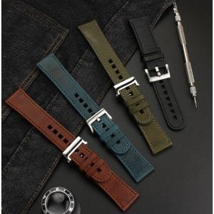 QX fancy goods high-quality Cowhide watch strap 23mm with multiple color and stainless-steel buckle YHL05