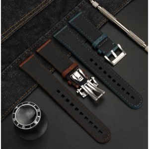 QX fancy goods high-quality Cowhide watch strap 23mm with multiple color and stainless-steel buckle YHL05